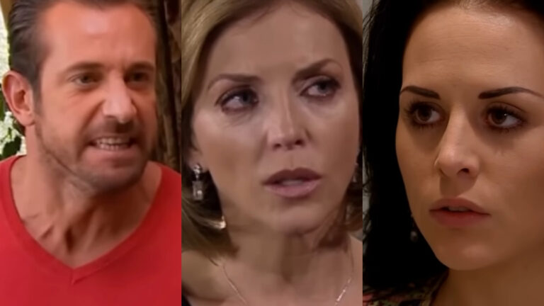 Rodrigo (Gabriel Soto), Roselena (Laura Flores) e Luciana (Zuria Vega) na novela Um Refúgio para o Amor (Foto: Reprodução)